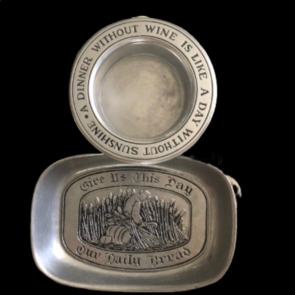 Wilton Pewter Tray and Wine Bottle Holder  (Set 2)